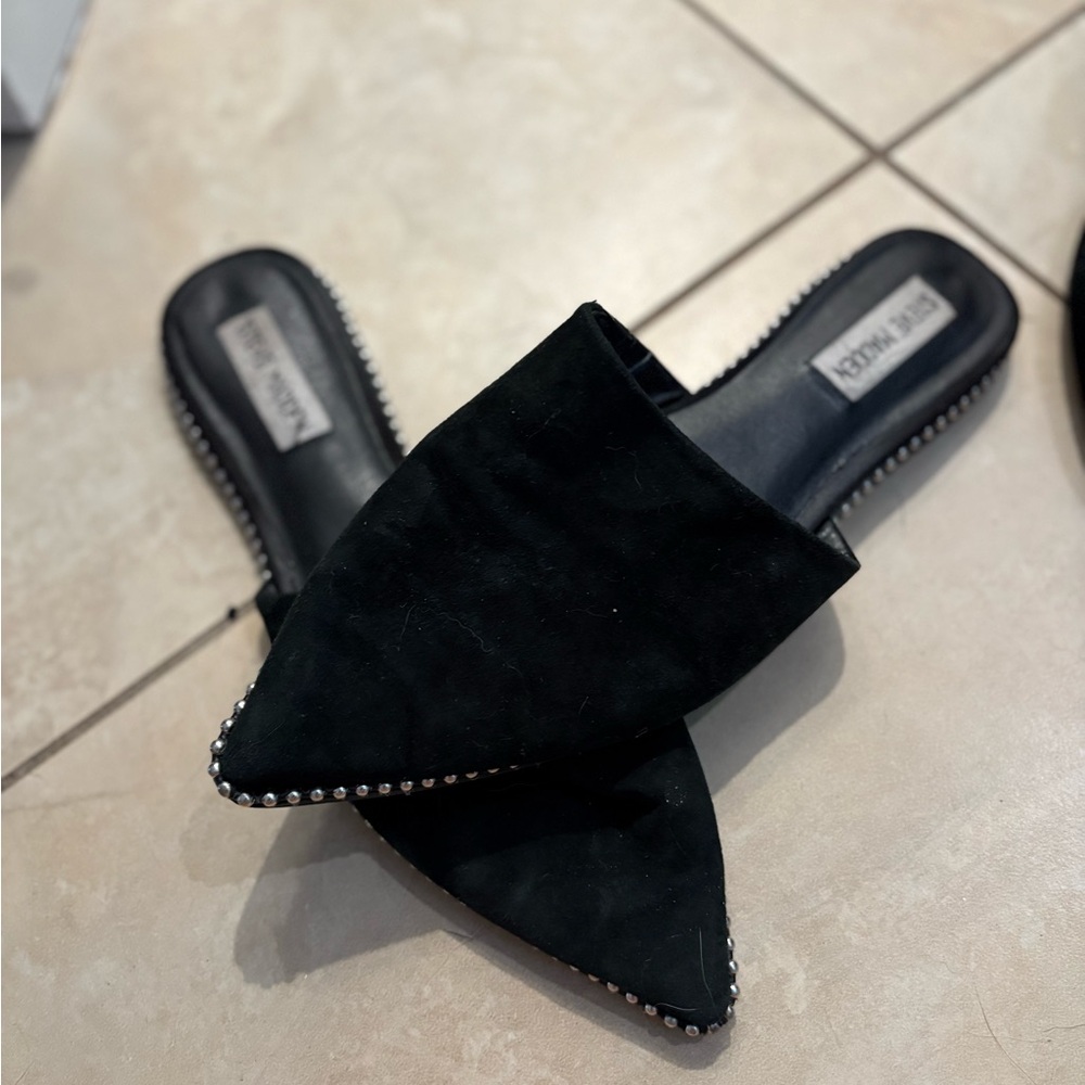 Steve Madden Black Studded Mules